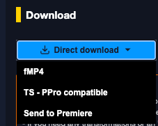 Send to Premiere from the download menu