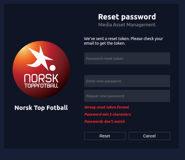 Resetting Password Snapshot