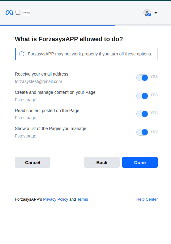 Permissions Screenshot