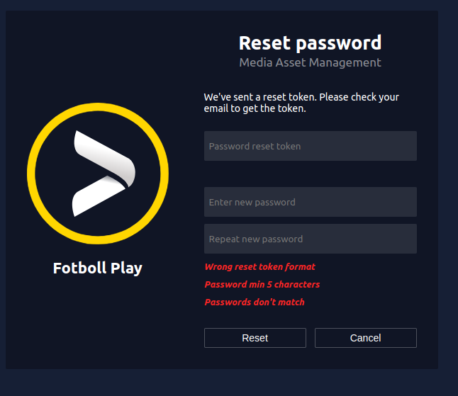 Resetting Password Snapshot
