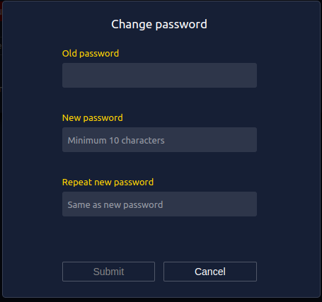 Change Password Snapshot