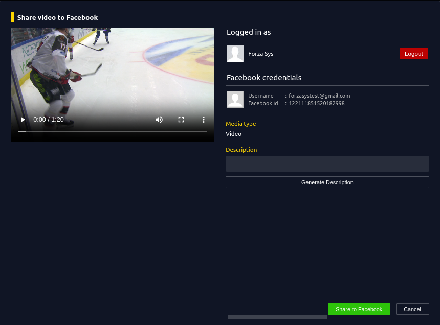 Logged-in Facebook Share Window