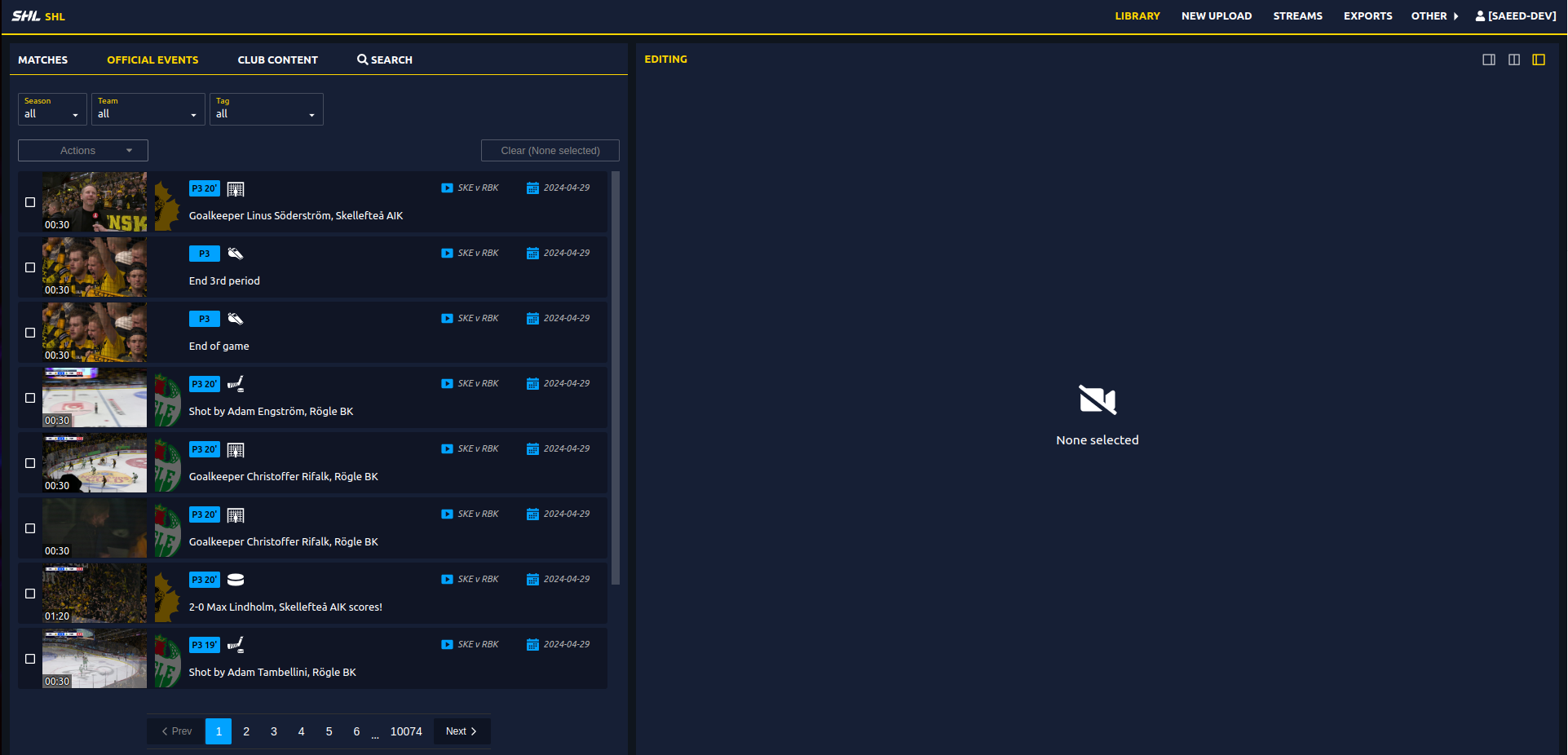Navigate to Official Events