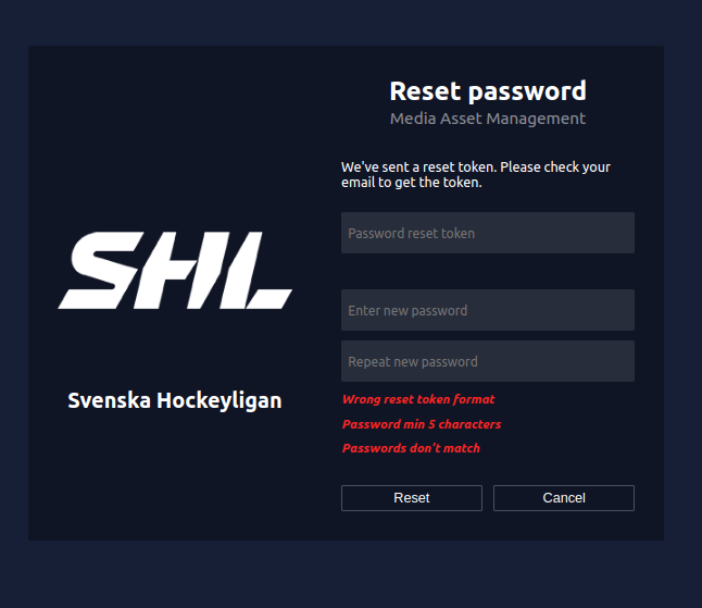 Resetting Password Snapshot