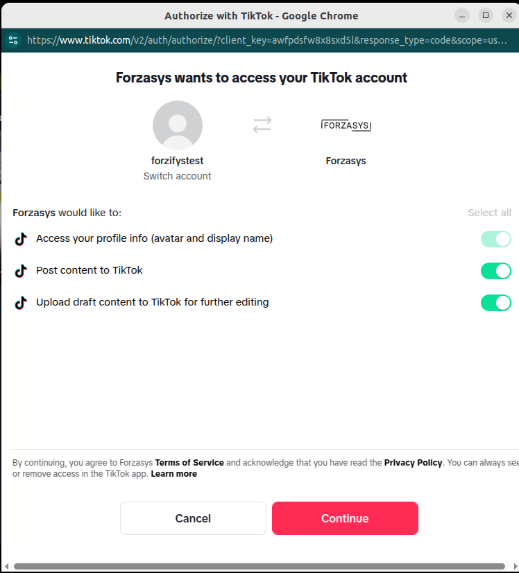 Permissions Screenshot