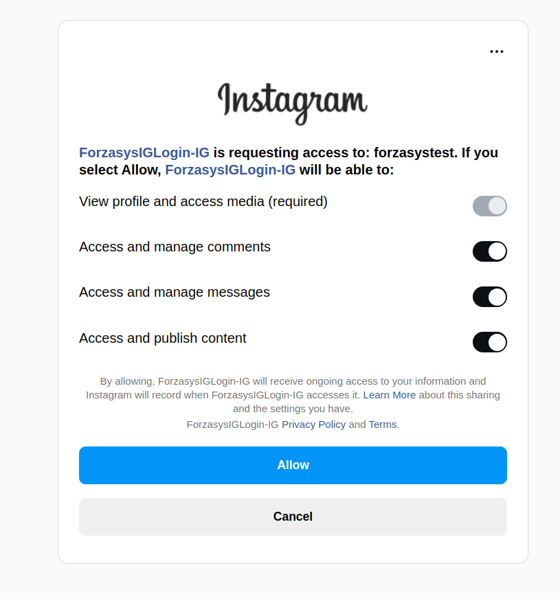 Permissions Screenshot