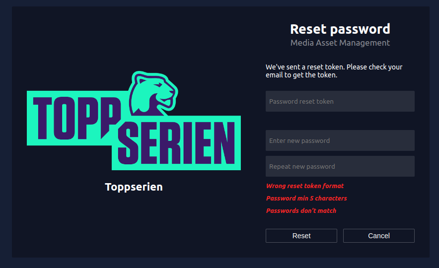 Resetting Password Snapshot