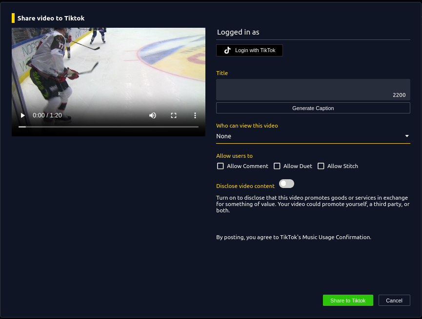 TikTok Share Window Screenshot